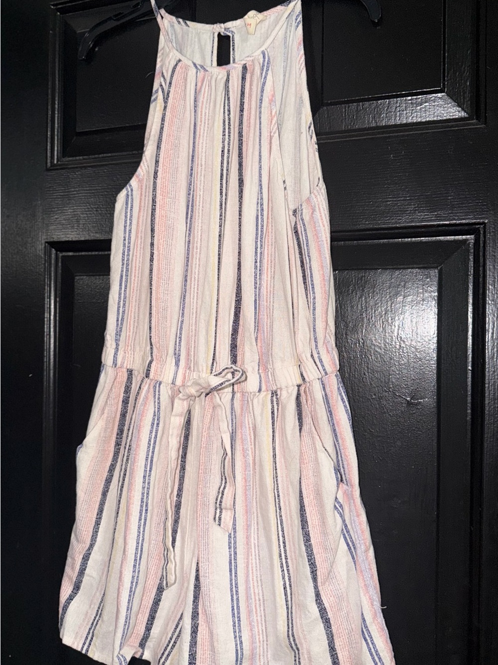 BeBop Striped Sleeveless Romper in Pink, Blue & White